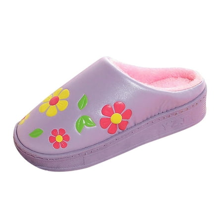 

nsendm Loafer Slippers Women Women Cotton Slippers Winter Thick Sole Floral Printed Cotton Womens Bedroom Slippers Purple 6