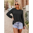 thumbnail image 3 of SANOPY Long Sleeve Eyelet Tops for Womens Crew Neck Fall Shirts Casual Loose Blouses 2025 Trendy Clothes, 3 of 6