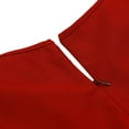 thumbnail image 6 of XFLWAM Women's 1940s Vintage A Line Swing Dress Keyhole Tie Short Sleeve Dress Crew Neck Solid Color Work Dress Cocktail Party Dresses Red L, 6 of 7