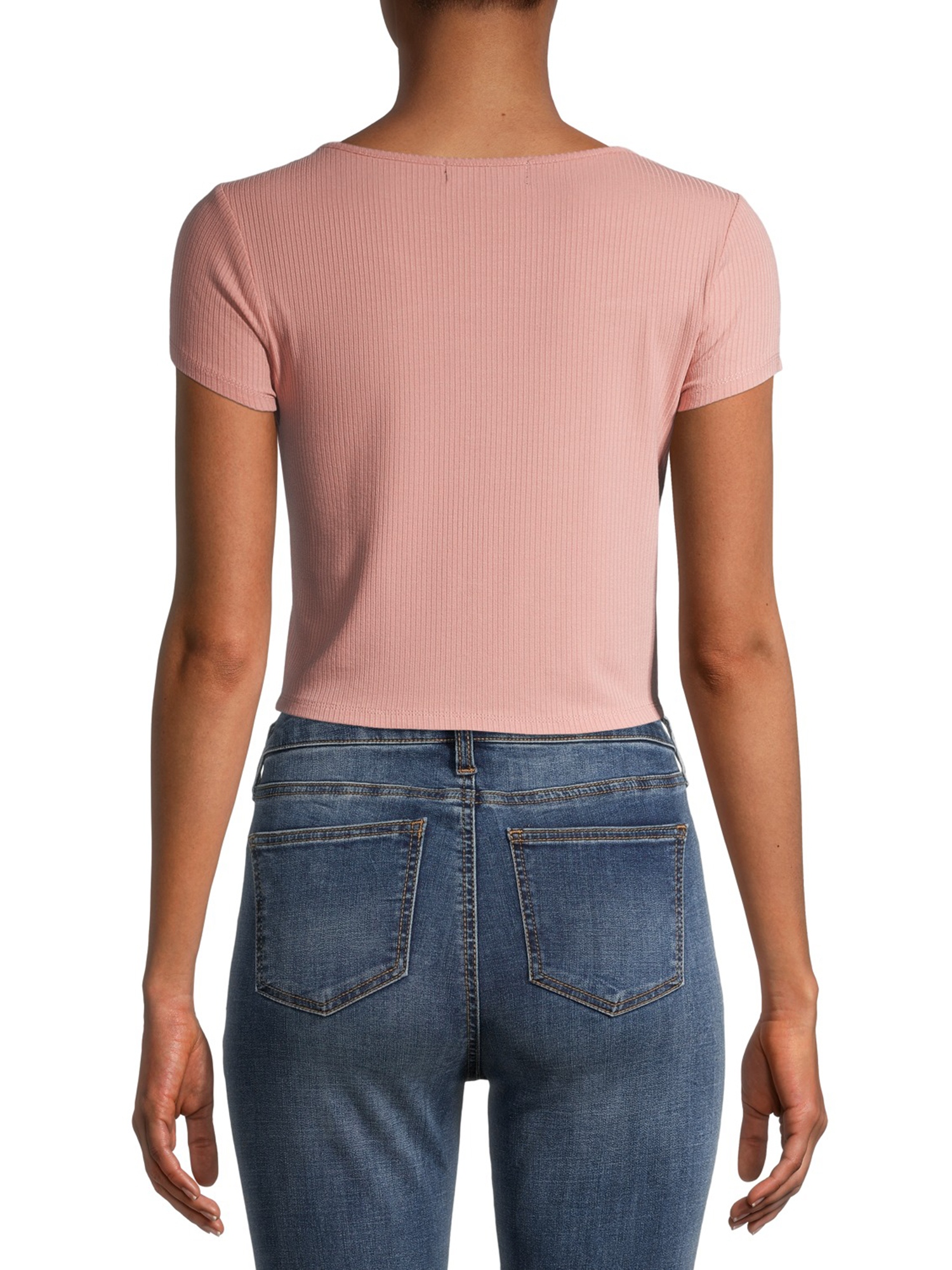 Almost Famous Juniors' Lace Up Corset T-Shirt with Cutout