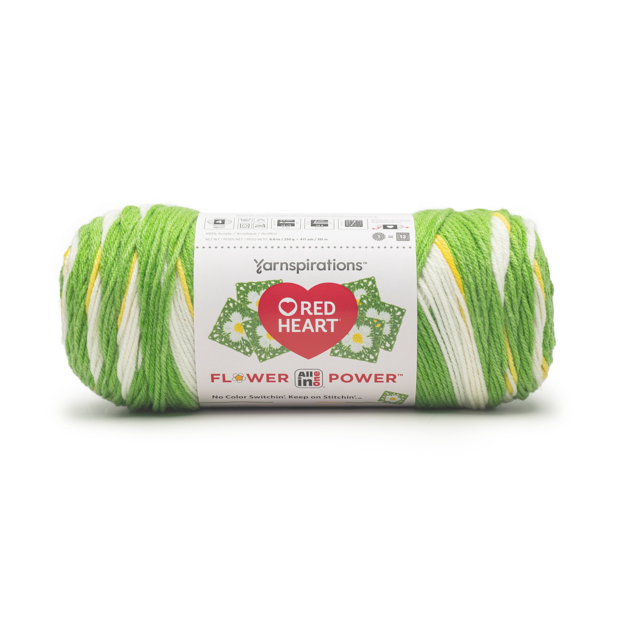 Red Heart® AIO Flower Power™ #4 Medium Acrylic Yarn, Flower Field 8.8oz/250g 417 Yards 3pk