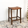 thumbnail image 4 of Dejang Mid-Century Modern Square Genuine Leather Counter Stool in Brown, 4 of 4