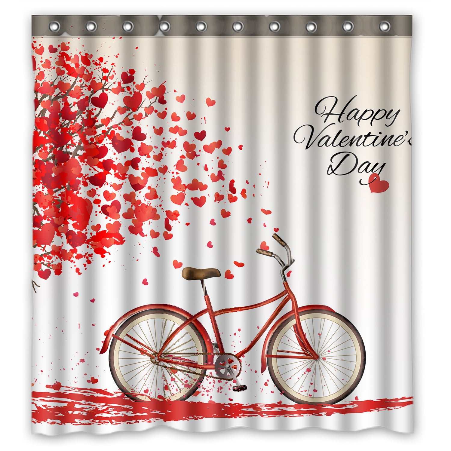 YKCG Tree of Love Heart Valentine's Day Bike Shower Curtain Waterproof ...