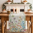 thumbnail image 2 of Table Runner 108 Inches Long for Kitchen Dining, Colorful Floral Dresser Scarf Farmhouse, Dining Table Decorations for Wedding/Parties, Farmhouse Vintage Dragonfly Butterfly Flower 13 x 108 In, 2 of 8