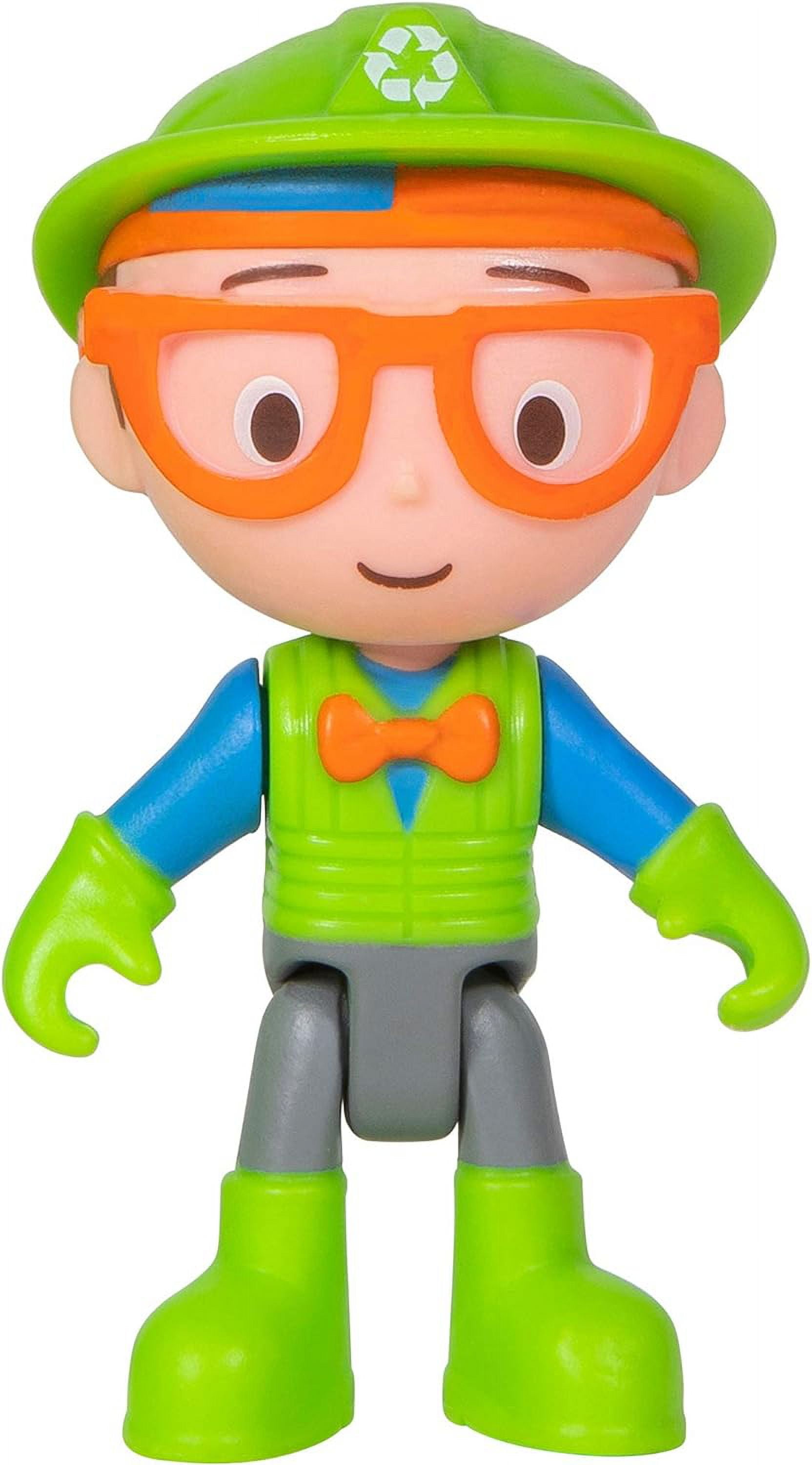 Jazwares Blippi Recycling Truck - Includes Character Figure, Working Lever, 2 Trash Cubes, 2 Recycling Bins - Sing Along with Popular Catchphrases - Educational Toys for Kids