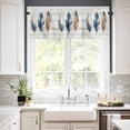 thumbnail image 2 of Blue Brown Feathers Valances for Windows Farmhouse Kitchen Curtains Valances Rod Pocket Valance Curtains for Kitchen Windows Boho Vintage Wooden Grain Window Valances for Bathroom Bedroom 42"x12", 2 of 6