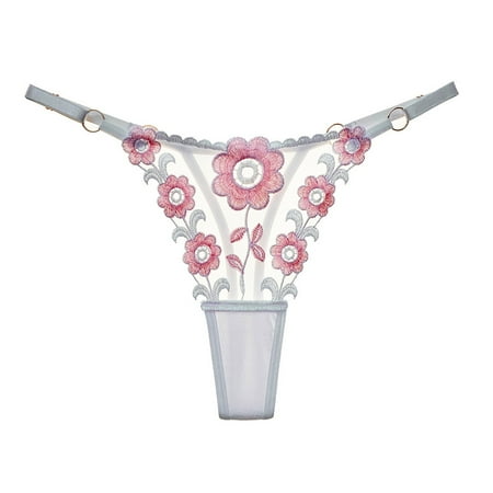 FhgihG Women Sexy Lingerie Panties Lace Tassel Pearl Pendant Underwear Crotchless Pants T Back Underpants