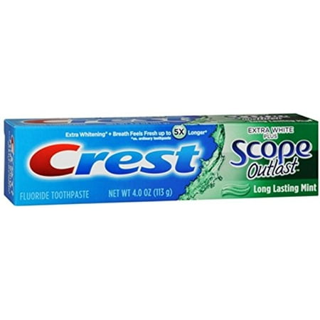 Extra White Plus Scope Mint - Crest Pls Sc Outlst Ex Wh Size 4z Crest Extra White Plus Scope Outlast Mint Toothpaste 4oz