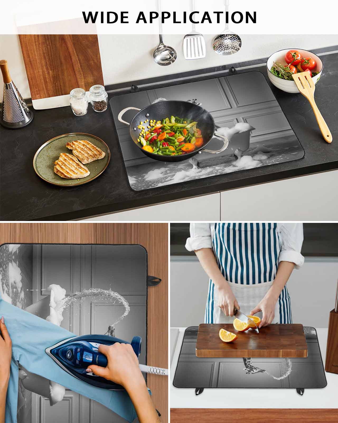 Large Induction Cooktop Protector Mat Giraffe Stove Top Covers for Electric Stove, Funny Animal Bathtub Abstract Art Grey Decorative Stove Burner Cover Mats, Glass Top Stove Cover