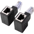 thumbnail image 2 of 2pcs 90 Degree Ethernet Adapter Right+Left Angle RJ45 Plug to Socket Adapter Shielded Network Patch Connection Compatible with Cat5 Cat6, 2 of 5