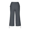 thumbnail image 3 of Pounoo Women's Capri Pants Elastic Waist Drawstring Hem Linen-Like Pants Casual Errands Lightweight Soft Fabric Loose Straight Leg Pants Gift, 3 of 9