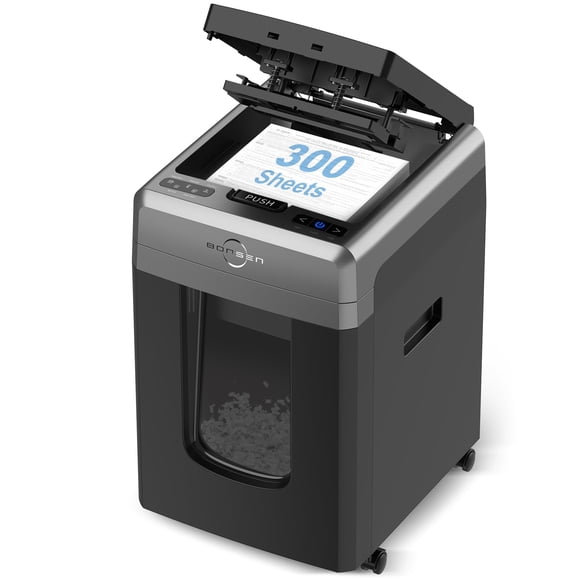 Trituradora de papel BONSEN P-4 con alimentación automática de 300 hojas, 8.1 galones