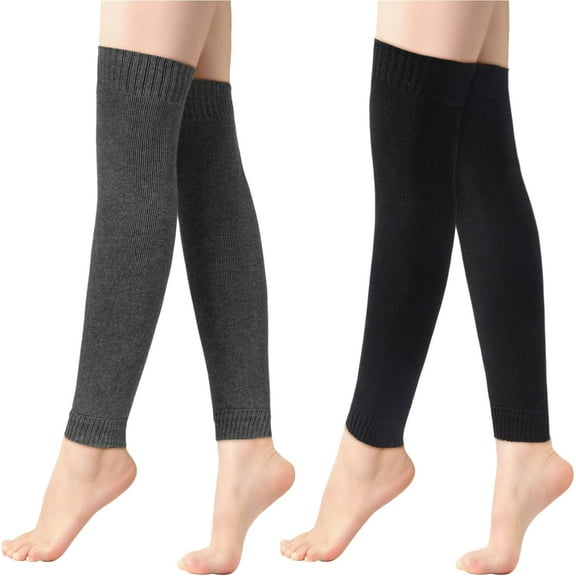 PIKADINGNIS 2 Pairs Warm Leg Warmers, Women's Winter Over Knee High Footless Socks Knit Warm Long Leg Warmers
