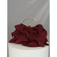 thumbnail image 5 of Women's Elegant Ruffle Evening Clutch Bag with Metal Handle, Floral Inspired Handbag for Wedding Party Prom, 5 of 8