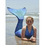 Sun Tail Mermaid Swim Set; Blue Lagoon Mermaid Tail + Turquoise Monofin for Swimming; size - Teen/Adult Large (JL)