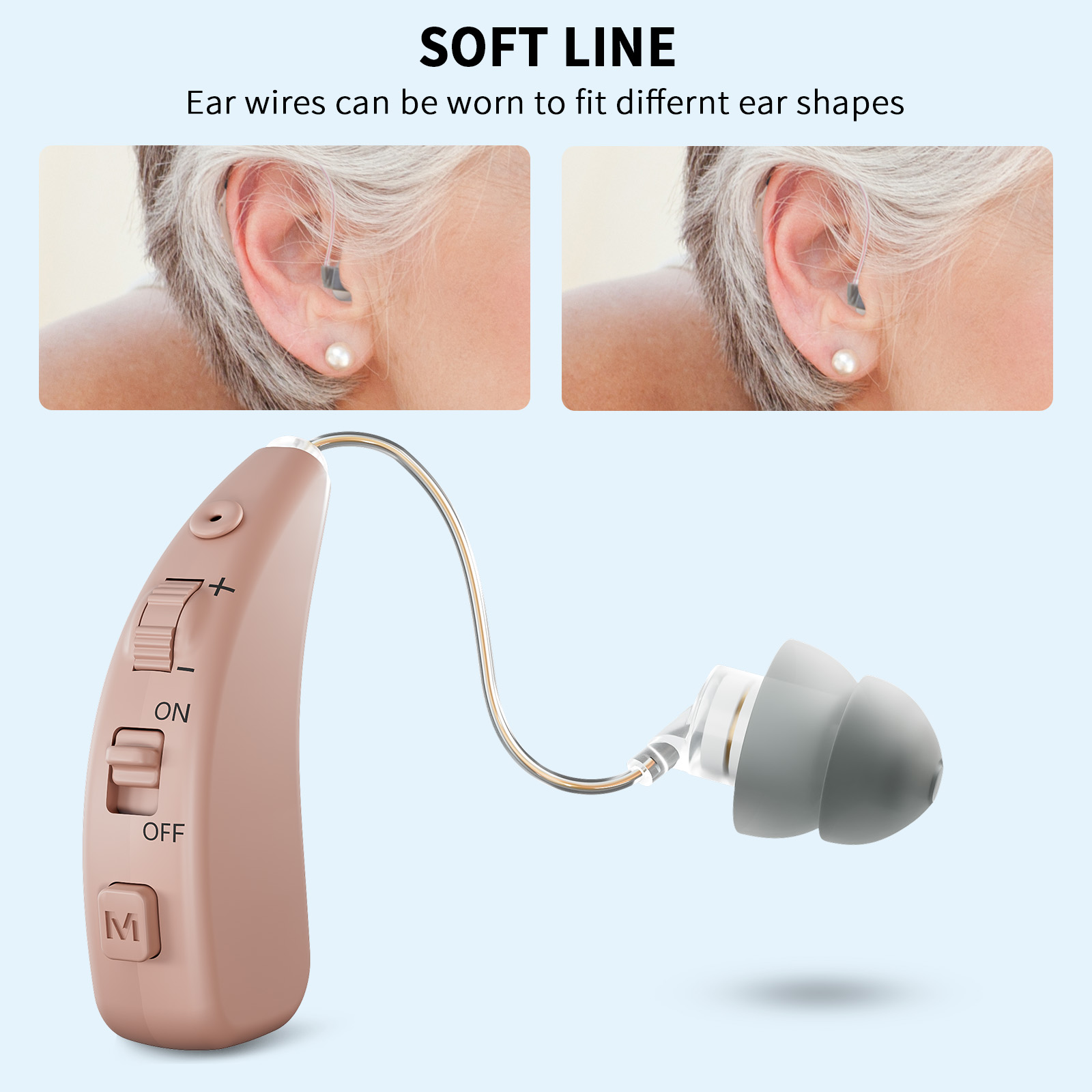 Delmicure Hearing Aids for Seniors with Charging Base, 8-Level Volume, Rechargeable, Digital, VHP-1504 Beige, Single