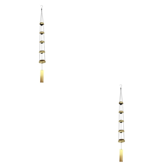 Campana de viento Injueey colgante de metal decoración ambiente tranquilo 5 campanas oro verde