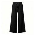 thumbnail image 6 of Maplenight Womens Cotton Linen Pants with Pockets Casual Elastic Waist Drawstring Wide Leg Pants Summer Beach Vacation Trousers, 6 of 6