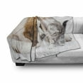 thumbnail image 2 of Dog and Cat Soft Flannel Fleece Throw Blanket, Close up Picturesque of Sniffing Animals, Cozy Plush for Indoor and Outdoor Use, 50" x 60", White Caramel Pale Taupe, by Ambesonne, 2 of 5