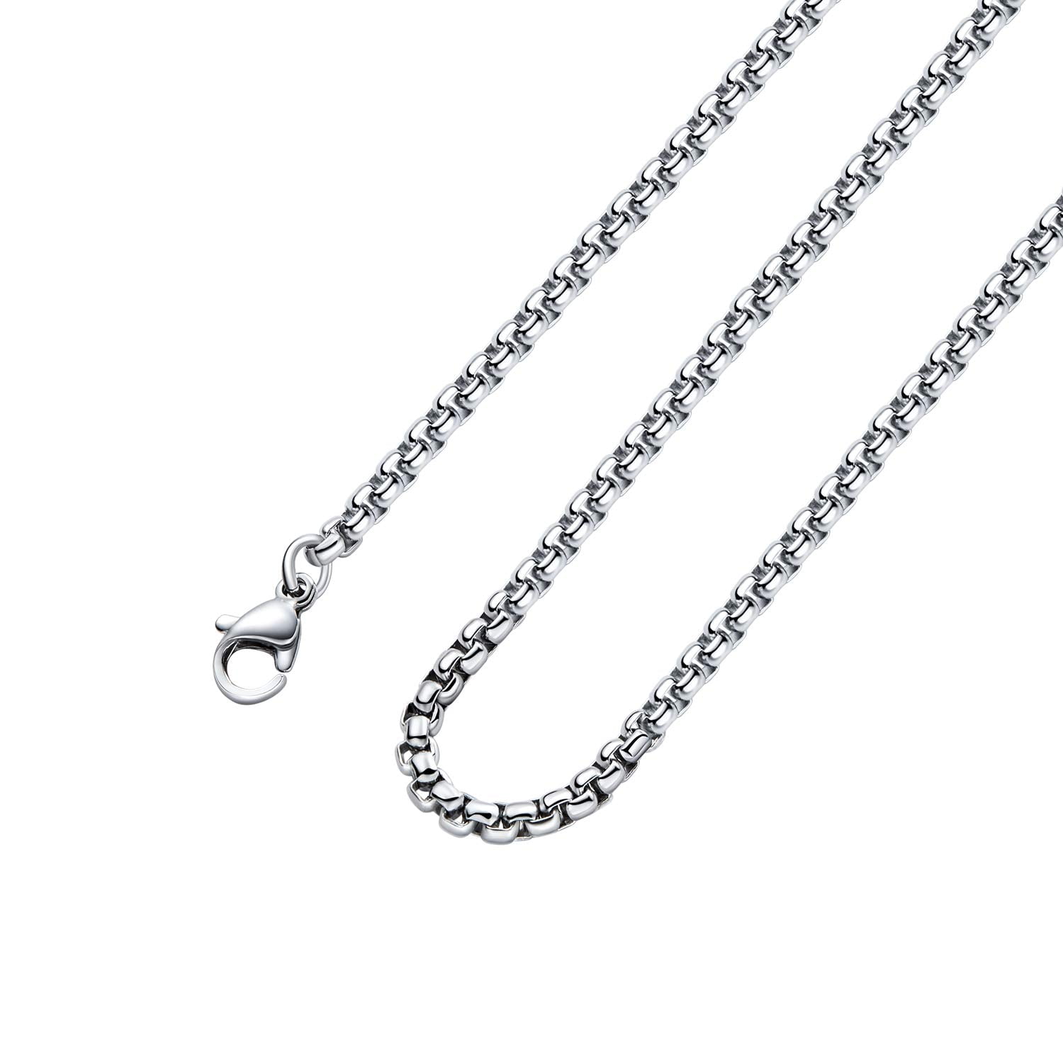 VersaKits Necklace Chains for Pendants Stainless Steel Box Chain Necklace  Square Rolo Cable Chain for Men Women