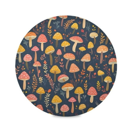 

Round Plate Mat 15.4x15.4 Inchesx6 Placemat Table Mat Kitchen Mat Coffee Mat Fabric Thick Strong Wear-Resistant Heat Resistance Cartoon Orange Mushroom