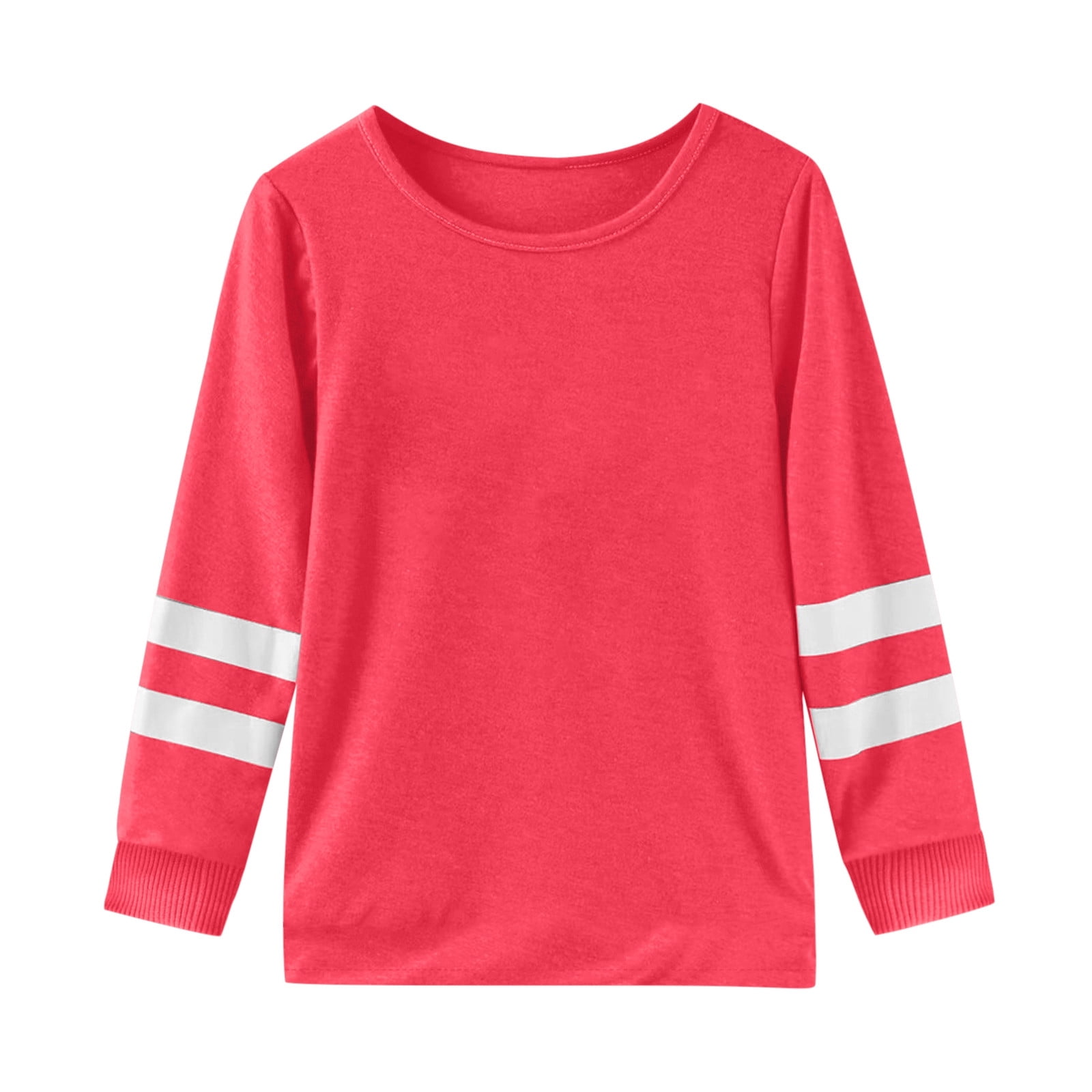 WEIYLL T-Shirts à Manches Longues pour Fille, Poignets, Col Ras du Cou, Patchwork, Chauds et Doux, Hauts pour Enfant de 7-8 Ans