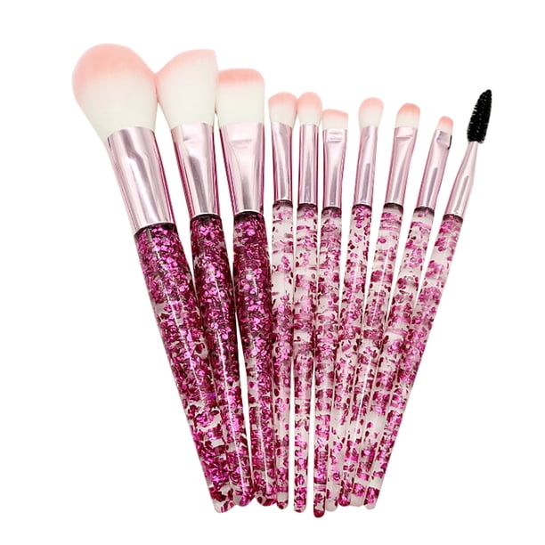 Juego de 10 brochas de maquillaje portátiles, brochas, brochas para sombras de ojos