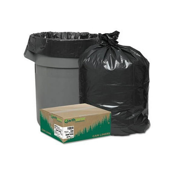 Linear Low Density Recycled Can Liners 56 gal, 2 mil, 43" x 47", Black, 100/Carton