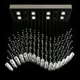 thumbnail image 5 of Modern Rectangular Wave Raindrop Crystal Chandelier Dining Room Pendant Light, 5 of 7
