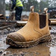 OUXX Steel Toe Chelsea Work Boots for Men – Slip-On Safety Boot, Waterproof Leather, Slip-Resistant Sole, Kevlar Puncture-Proof Midsole, ASTM F2413-18 EH Rated