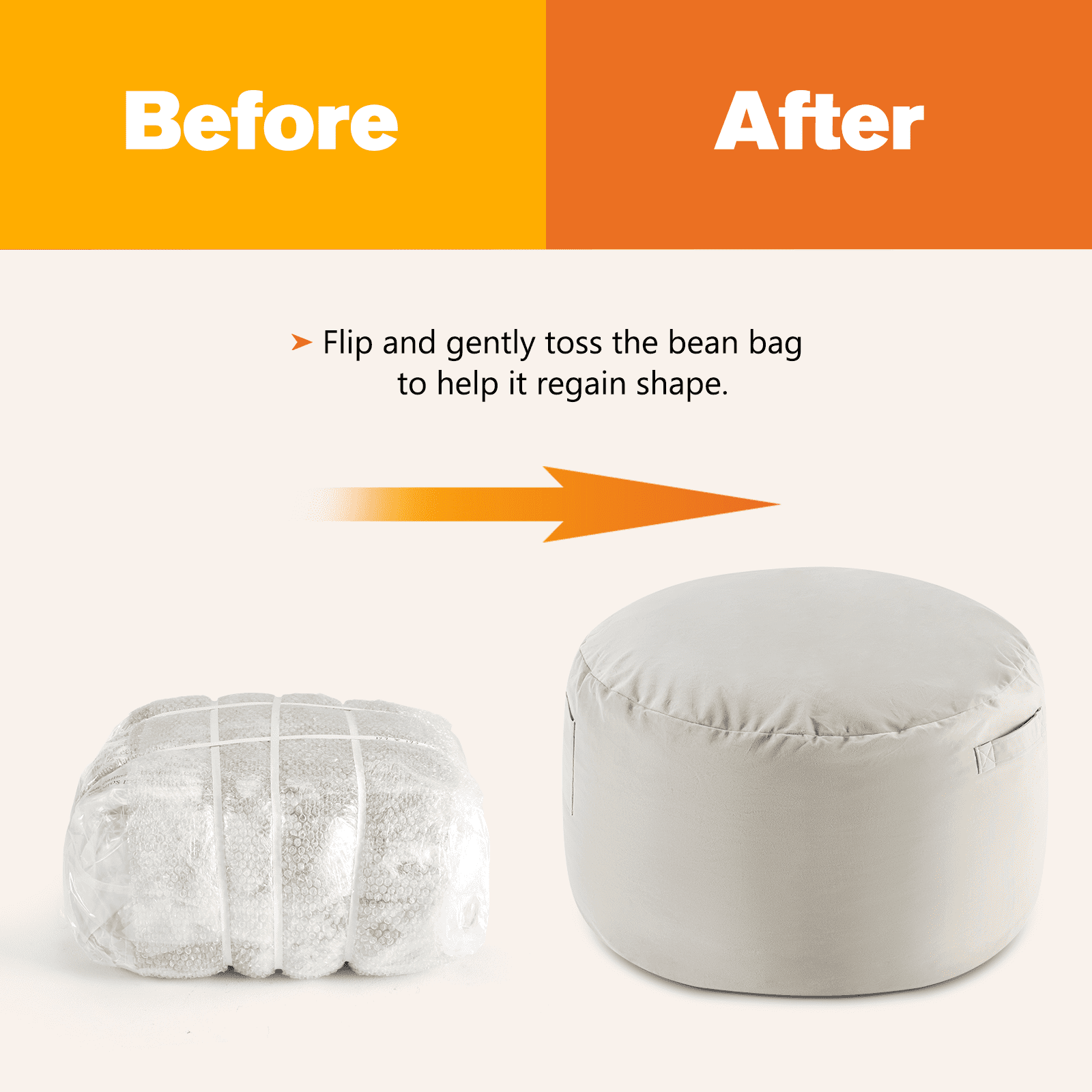 MAYEERTY Bean Bag Chair Foam Filled Furniture with Soft Removable Cover, Comfy Sofa for Living Room Bedroom Dorm, 4 Feet