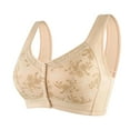 thumbnail image 1 of Bras Women New Front Closure Printed Wireless Bra With Wide Strap Middle Age Plus Size Bra Khaki 42, 1 of 6