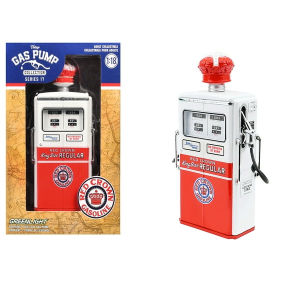 1954 Tokheim 350 Twin Gas Pump "Red Crown Gasoline" White & Red "Vintage Gas Pumps" Series 17 1/18 Diecast Replica by Greenlight