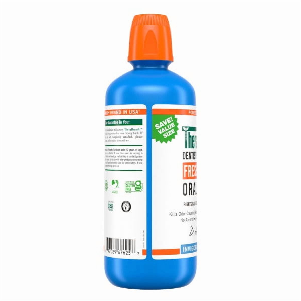 TheraBreath Fresh Breath Oral Rinse Invigorating Icy Mint Alcohol Free 33.8 fl oz (Pack of 3)
