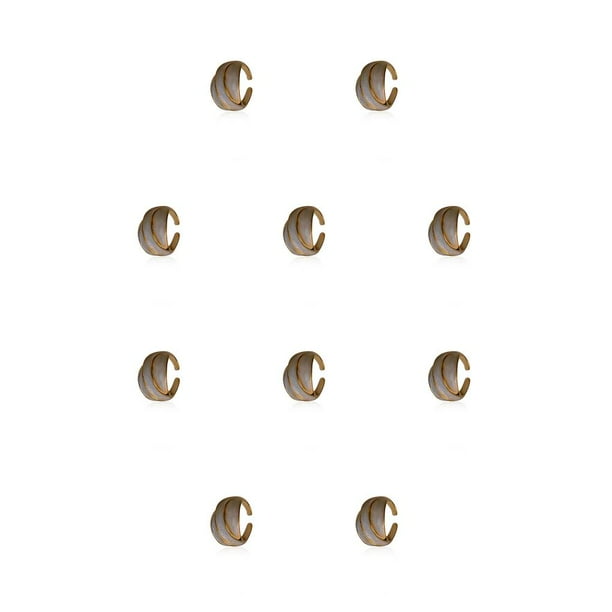 Jumpingount Anillo femenino Decoración de aleación de zinc Anillos de apertura de moda Joyería de novia de Navidad para fiesta de compromiso Trabajo Weiß 10piezas Jumpingount CBP315799