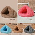 thumbnail image 3 of TheFound Nid en Peluche pour Animal Forme Triangle Couleur Unie Doux Chien Chat Lit de Couchage, 3 of 5