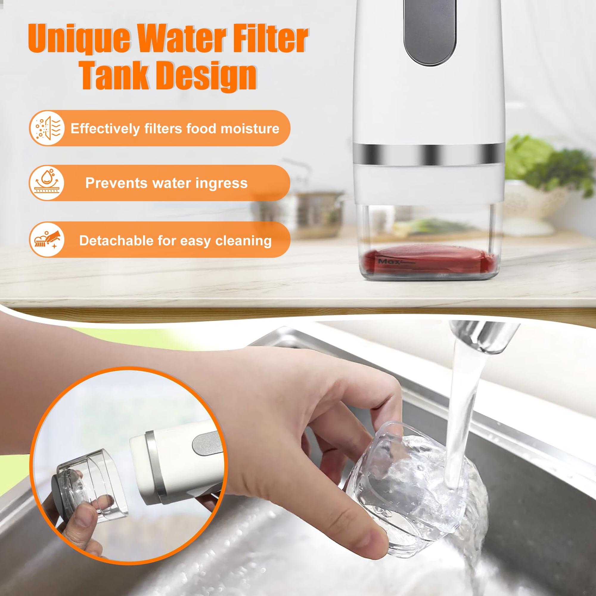 Beslands Handheld Vacuum Sealer for Food with 30 Reusable Bags - 6X Extended Freshness, Powerful Portable Food Saver Machine for Compact Storage, Meal Prep, Sous Vide & Kitchen Organization, White