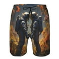 thumbnail image 3 of Pofeuu Romantic Flower Astronaut Couple Prin Men's Swim Trunks Quick Dry Bathing Suit Swimming Board Shorts Mesh Lining Beach Swimwear-Large, 3 of 6