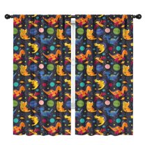 Blackout Kids Curtains,Colorful Dinosaurs Astronauts Planets Pattern Childrens Insulated Curtains Set Of 2,Bedroom Essentials,Toddler Room Decor 42"x84"