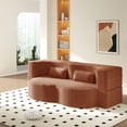 thumbnail image 3 of CQSXDA Modern Convertible Floor Sofa with 2 Pillows in Corduroy Fabric, 15 Inch Twin Size Foam Sleeper Bed No Assembly Required Sofa, Orange, 3 of 13