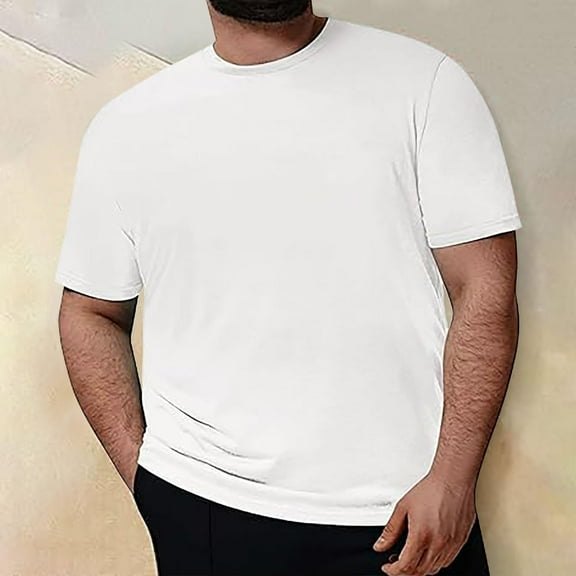 2X-5X Plus Size T Shirts for Men Big & Tall Short Sleeve Going-Out Tees Tops Mens Casual Solid Color Pullover Breathable Basic Workout Tshirts Shirt