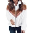 thumbnail image 1 of WREESH Womens Warm Lapel Coat Jacket Zipper Solid Splicing Long Sleeve Blouse Tops, 1 of 8
