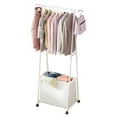 thumbnail image 1 of yeacher Portable Multi-Functional Rolling Clothes Rack with Laundry Basket, Space-Saving Single Pole Design for Bedroom, White, 1 of 6