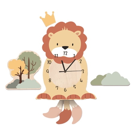 LITINKIMI Lion Wall Clock Set of 2 , Colorful Hanging Clocks for Kids Room Decor, Fun Animal Design photo LITINKIMI Lion Wall Clock Set of 2 , Colorful Hanging Clocks for Kids Room Decor, Fun Animal Design