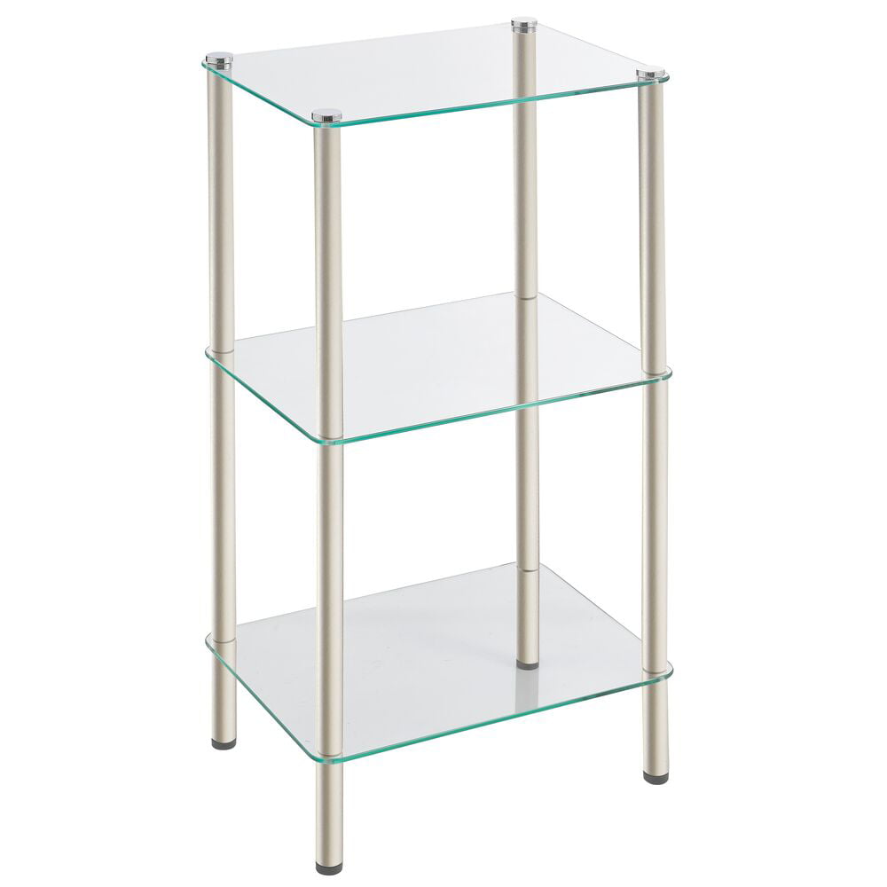 3 Tier Free Standing Glass Shelves Storage Rectangular Home Bathroom 