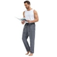 thumbnail image 3 of QPNGRP Mens Fleece Plaid Pajama Pants Bottoms with Pockets Cozy Sleepwear Lounge Wear Lightgray M, 3 of 8