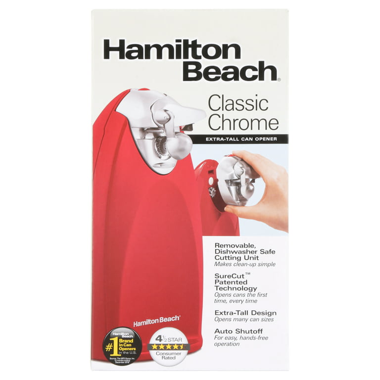 Hamilton Beach Red Electric Classic Chrome Heavyweight Can Opener