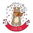 thumbnail image 3 of Valentines Day Duvet Cover Set, Teddy Bear Violin Made Romantic Music Notes Heart I Love You, Decorative 3 Piece Bedding Set with 2 Pillow Shams, Calking Size, Red Brown, by Ambesonne, 3 of 3