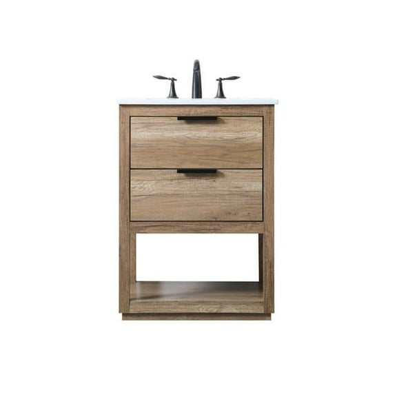 24 in. Single Bathroom Vanity, Natural Oak