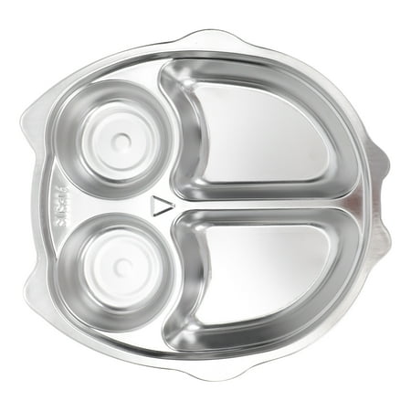 

1pc Stainless Steel Divided Plate Kids Cartoon Separated Grid Food Serving Tray